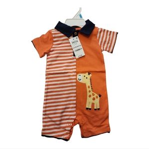 Cotton Giraffe Romper, Baby Boys, Sz 0-3, 3-6, 6-9, 12mos (New)